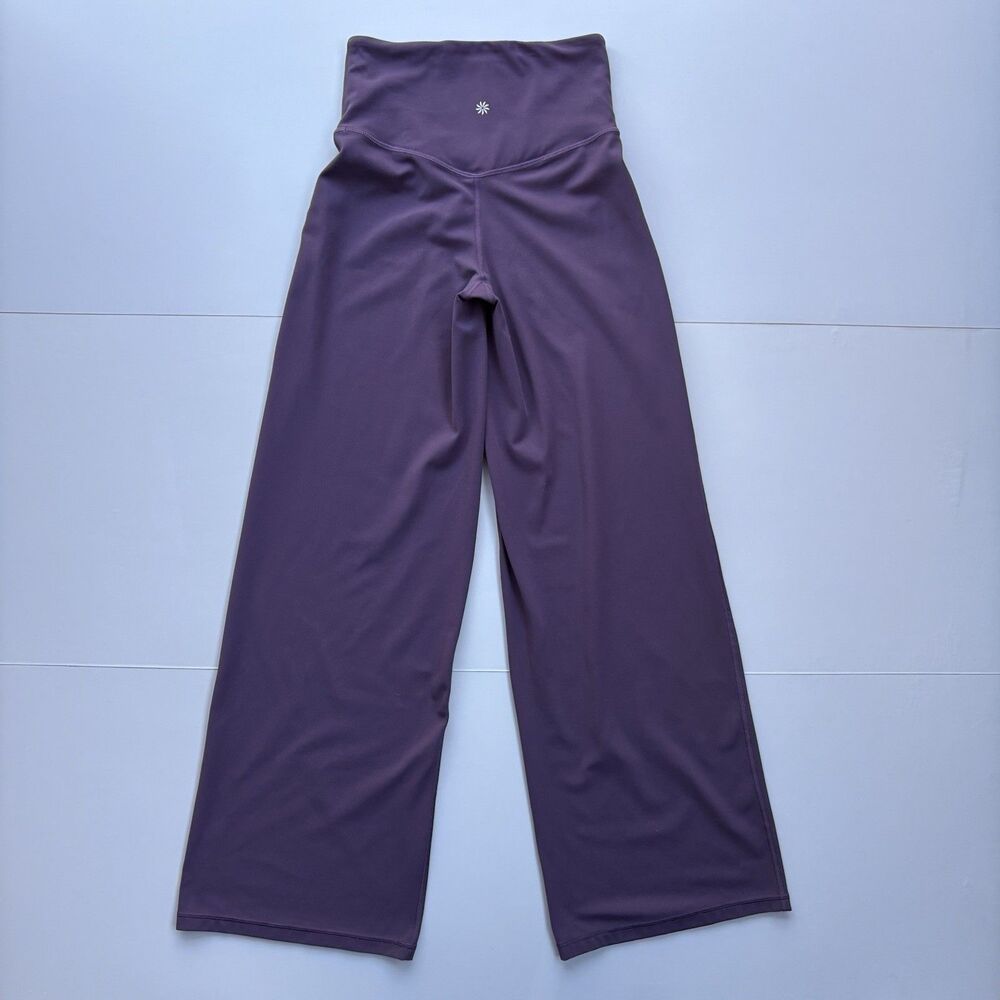 Athleta Elation Wide Leg Pant Size XS Purple High Rise Pull-On Stretch Yoga Soft - Picture 5 of 16